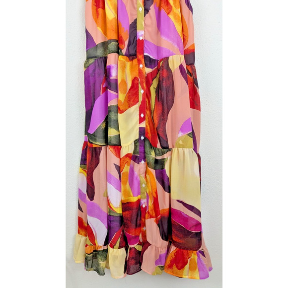 Her Destiny Women sz 1X Maxi Dress sleeveless tank multi color lined 0791 - Picture 3 of 7